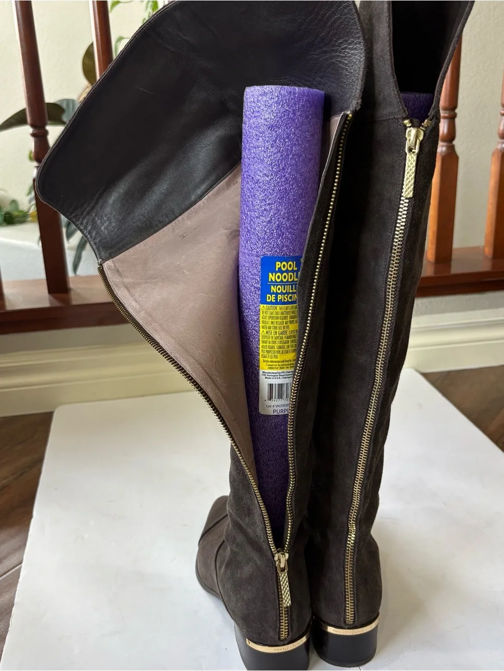 Donald J Pliner DIVO Womens 7 Brown Suede Over the Knee Boots Pointed Toe Zip